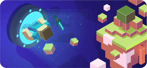 Steve using a portal to go to a different Minecraft world